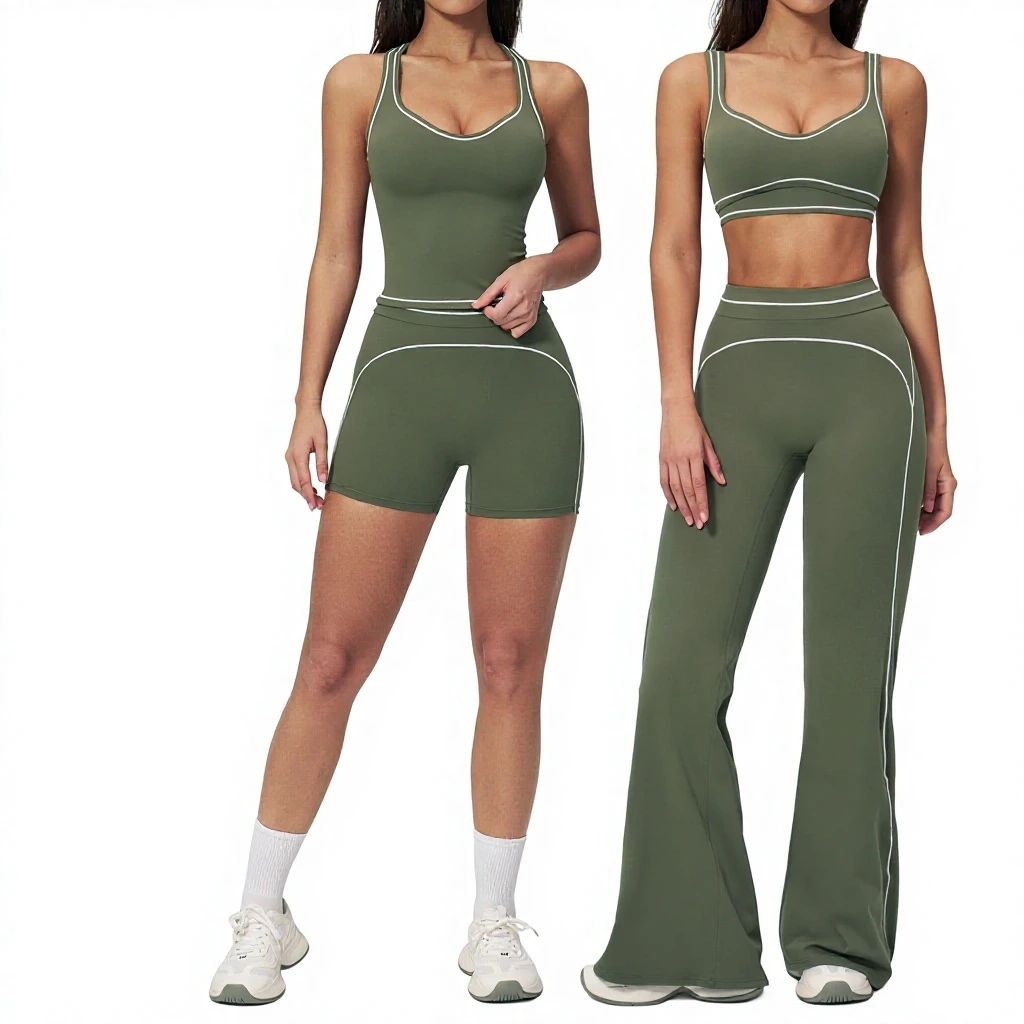 Ze Chuang Solid Brushed Spandex/Nylon Wrinkle-Resistant Sweat-Wicking 2-Piece Yoga Set Double-Shoulder-Strap High-End Feeling