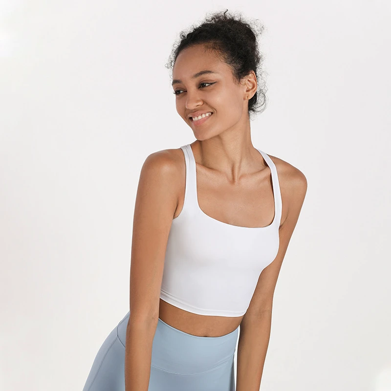 Women High Impact Sports Bra Cross Back Padded Bra Workout Fitness Yoga Tops With Built in Bra