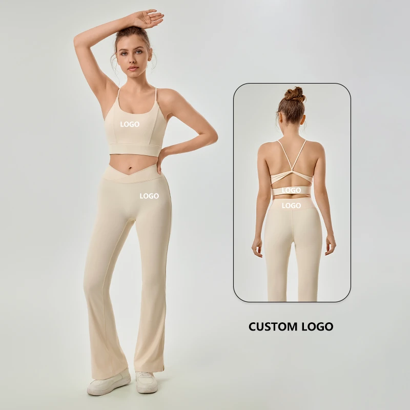 Activewear Manufacture Two Piece Gym Sports Workout Wear Custom Logo Active Wear Gym Fitness Clothes Yoga Set Women High Quality
