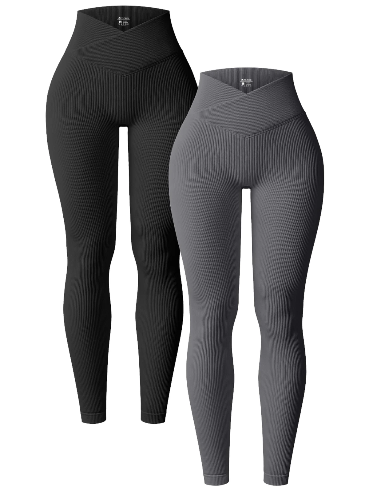 Women V Cross High Waist Ribbed Yoga Leggings Butt Lifting Stretch Skinny Pants Solid Color Workout Gym Running Fitness Sports