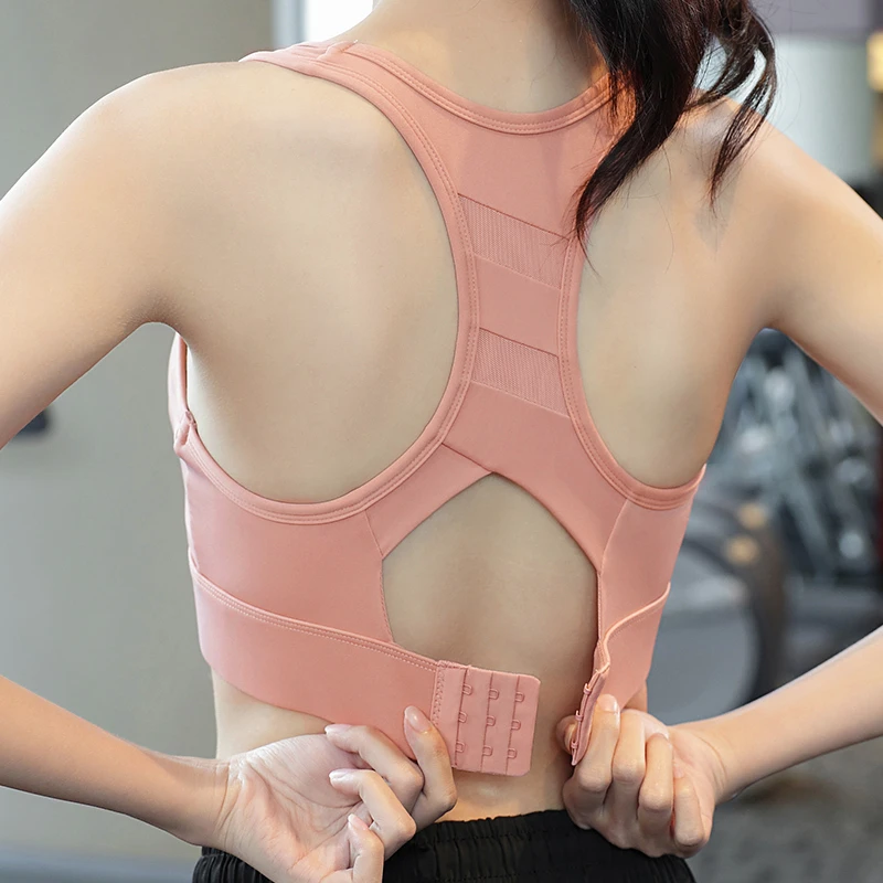 High Quality Wholesale Women Sports Bras Hook Hollow Out Fixed Cup High Strength Shockproof Yoga Sport Bra Top Fitness