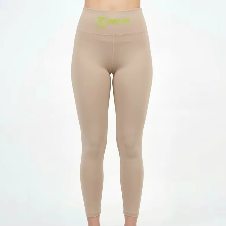 Women High Waist Clay Beige Gym Leggings Custom OEM Compression Yoga Pants Fitness Activewear