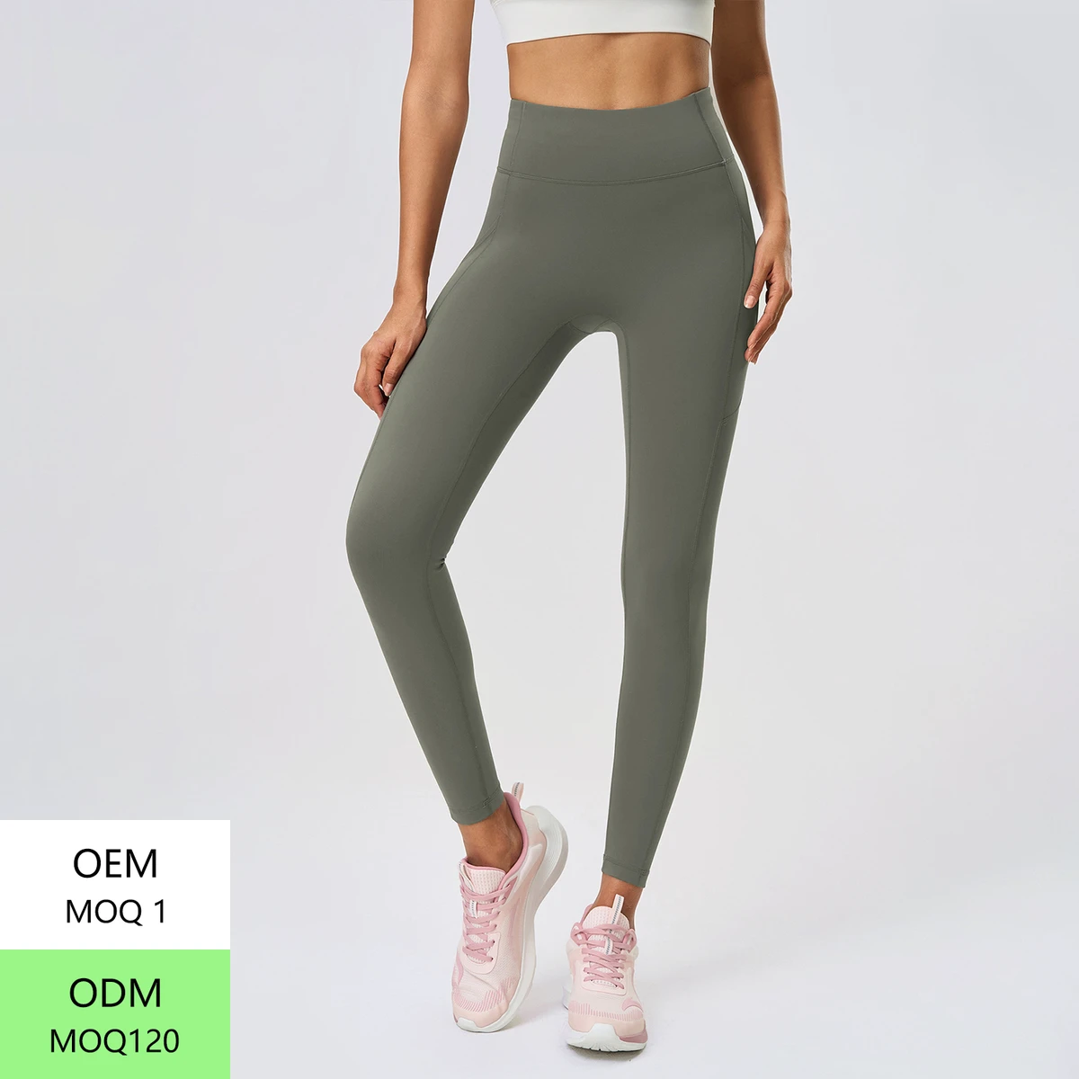 Hot Design High Waist Leggings Elastic Hip Lifting Side Pockets Custom Yoga Pants for Women Sports Fitness Solid Color