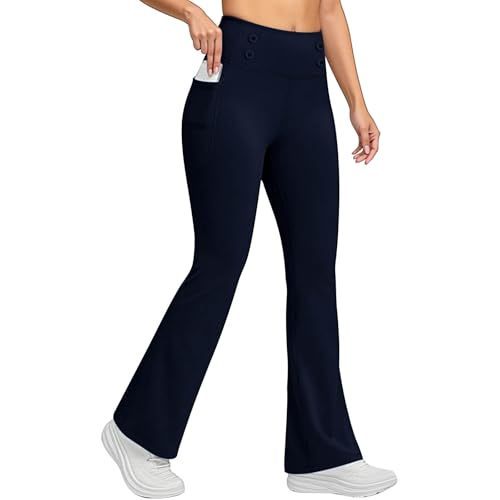 OEM/ODM Women's Bootcut High Waist Solid Full Length Yoga Leggings Four-Way Stretch Tummy Control Wrinkle-Resistant Pockets 100%