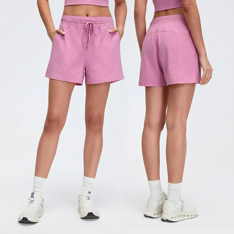 Roregal OEM&ODM High Waist Drawstring Light Weight Running Woman Shorts Running Yoga Sport Shorts With Pockets
