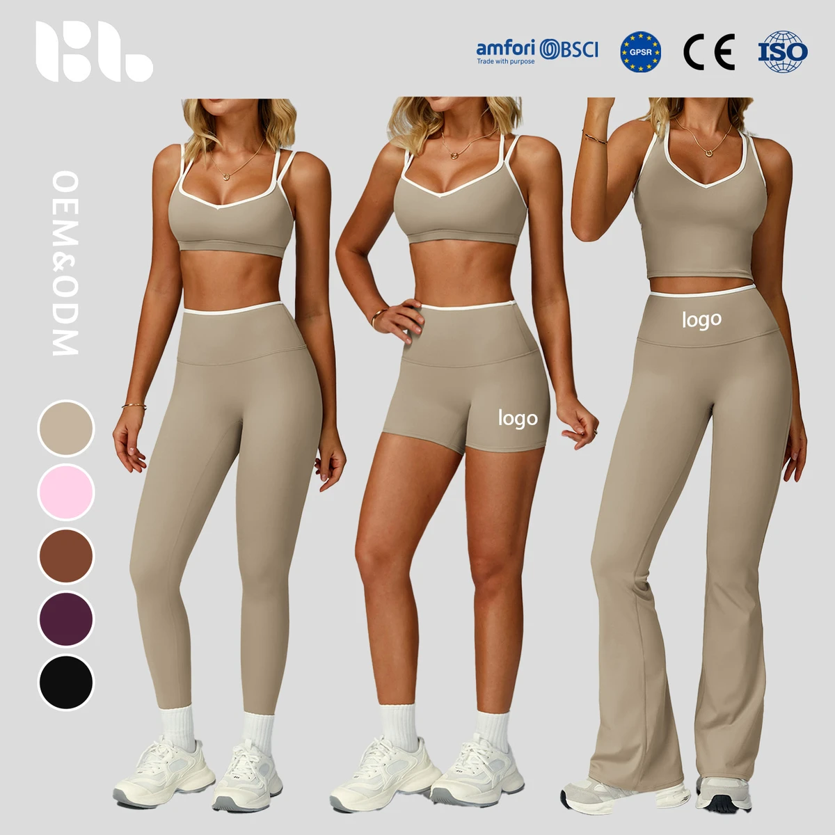 Women's Beauty Back Sleeveless Bra Tight High Waist Sports Suit Color-Block Gather Crop Top Hip Lift Flare Pants Yoga Sets