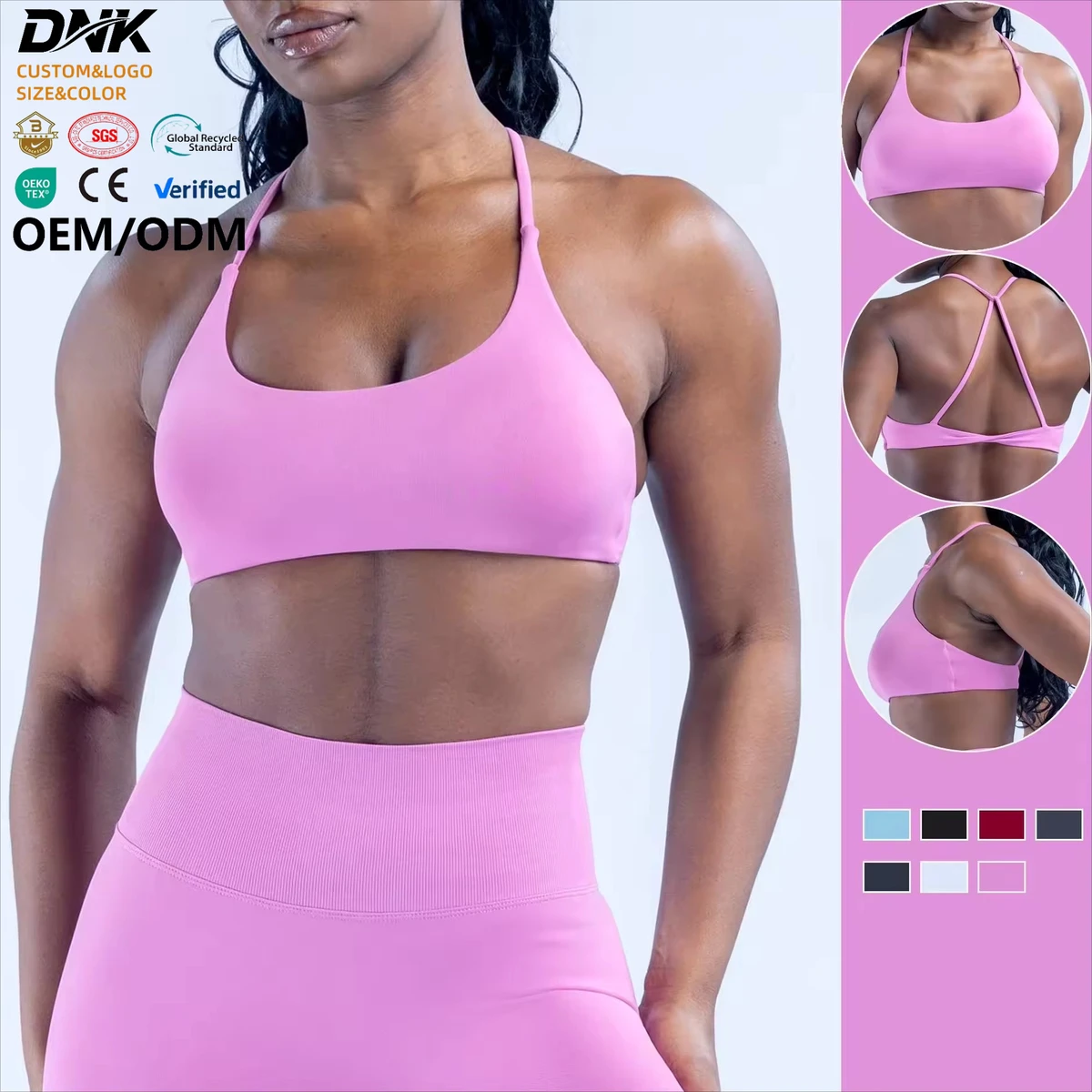 HP-YY003 Halter Crisscross Back Seamless Yoga Bra Quick Dry U Neck Workout Bra for Ladies Buttery Soft Sports Bra