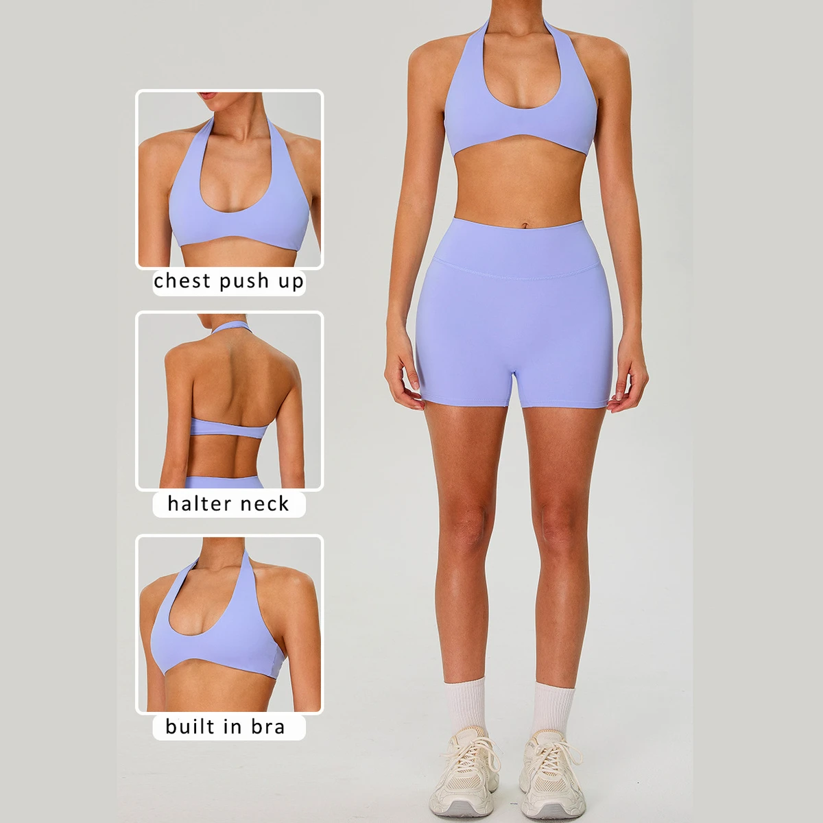 Women's Halter Backless High Support Breathable Lightweight Quick-Dry Sports Bra for Yoga & Fitness