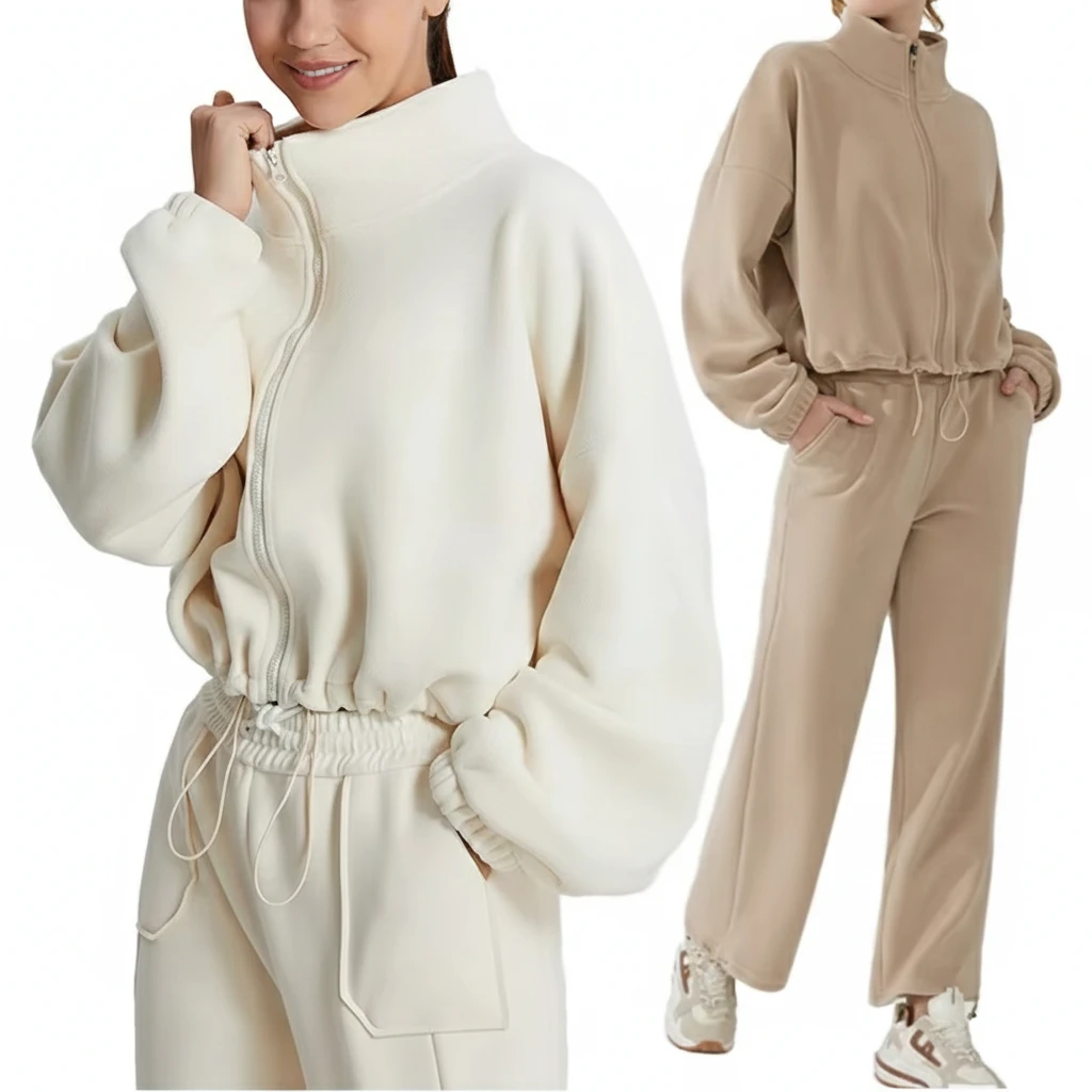 Breathable High-Waist 2-Piece Yoga Sets Camouflage Silk Screen Printed Ribbed Texture Front Stitch Drawstring Closure Washed