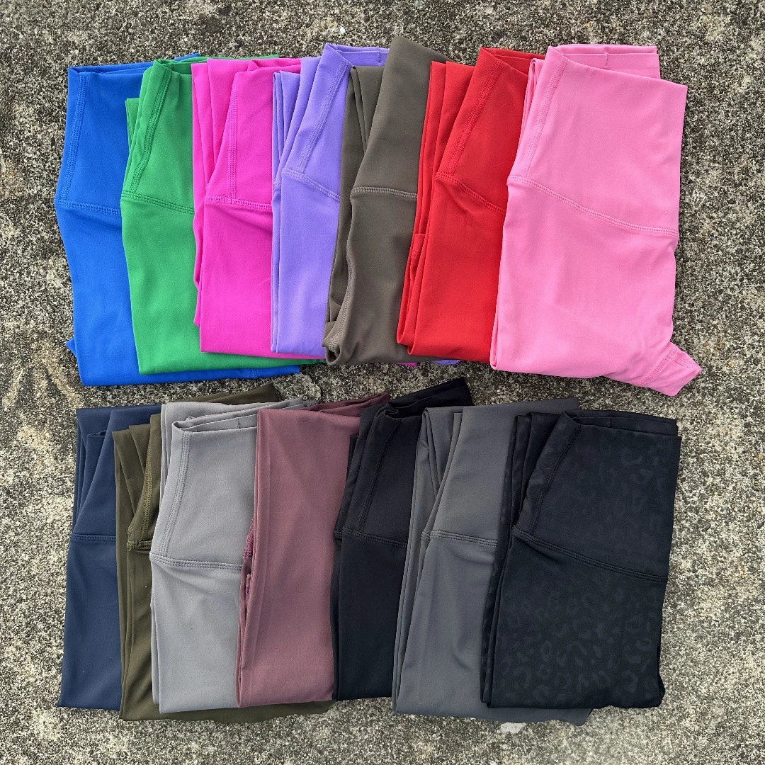 Solid Color High Waist Soft Back Pockets Athletic Leggings for Women Gym Yoga Leggings