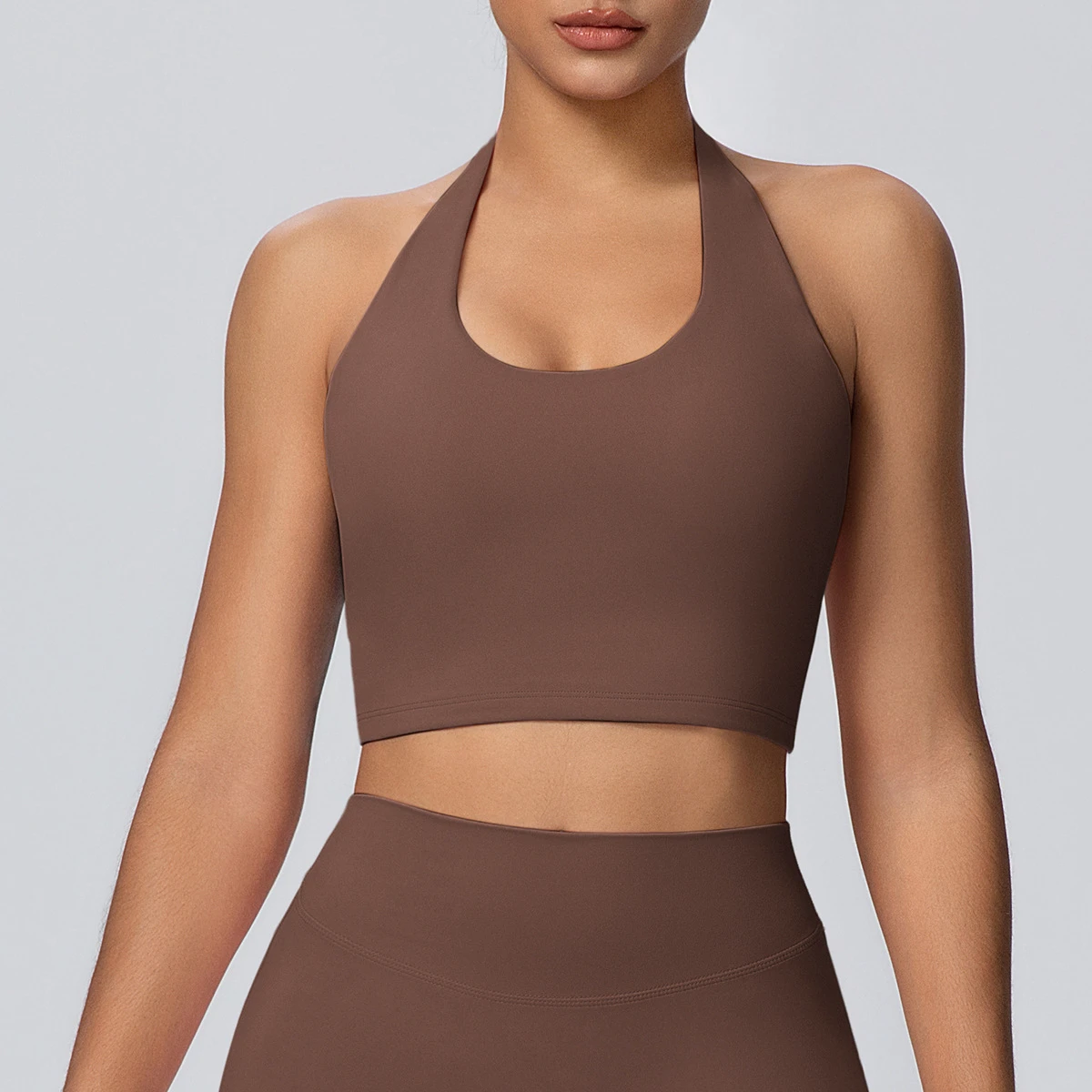 New Breathable High Support Halter Neck Sports Bra for Women Shockproof Running Fitness Yoga Top