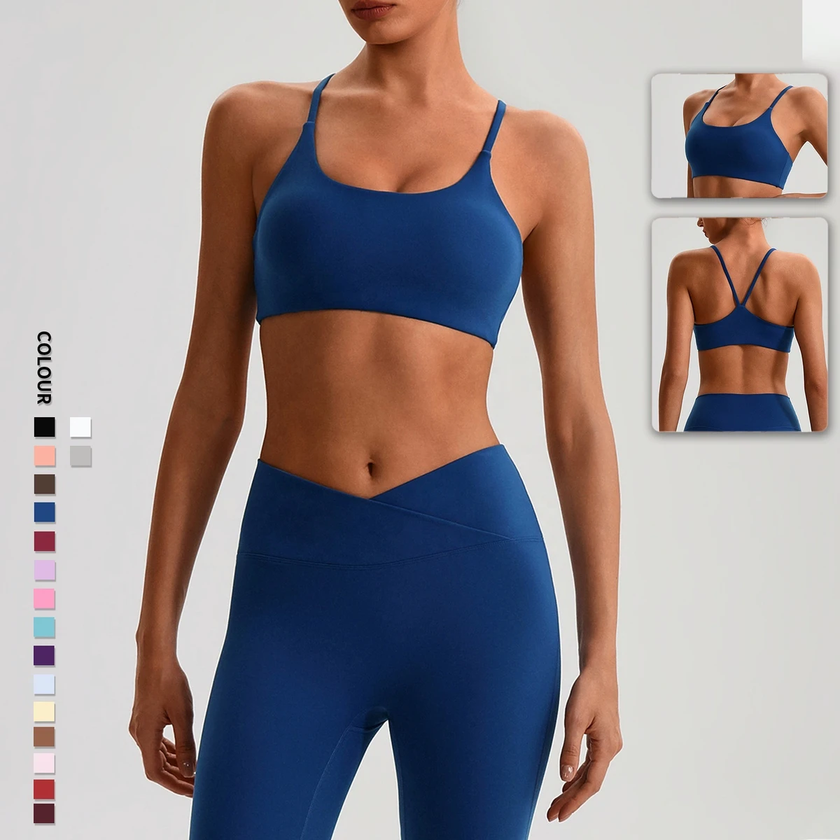 SHINBENE Hi Could Padded Women's Gym Workout Bras Plain Back Strappy Yoga Sports Bras
