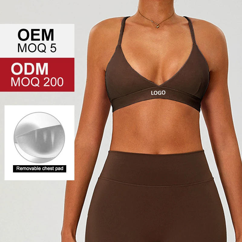 High Quality Women's Breathable Deep V-Neck Yoga Bra Running High Support Skin-friendly Shockproof Backless Halter Sports Bra
