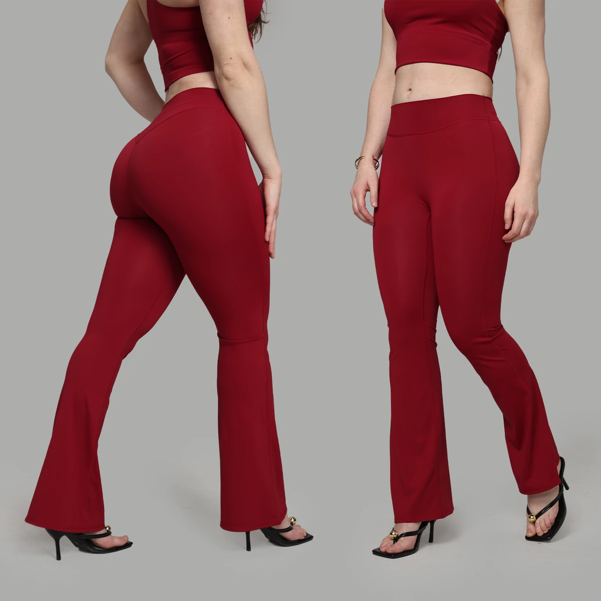 Customized Women's Sports Clothing High-waisted Elastic Yoga Workout Pants For Toning And Exercising, Flared Pants