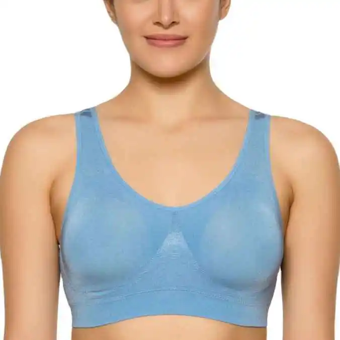 Comfortable Moisture Wicking Womens High Support Simple Sports Bra Breathable Seamless Padded Eco-Friendly Four-Way Stretch