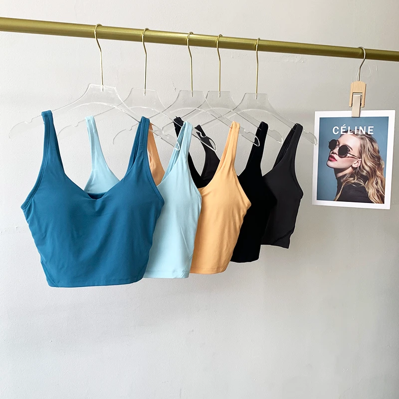 Nude-feel Shaping Supportive Padded Sports Bra with U-shaped Back Breathable Gym Yoga Underwear Fitness Vest Top Yoga Clothes