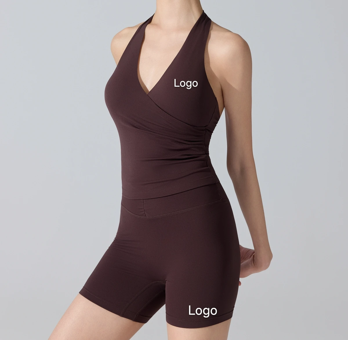 Antibacterial Unisex Polyester Beauty Back Sports Bra Cross-Attached Neck Strap Adjustable Cuff Backless Top Fitness Yoga