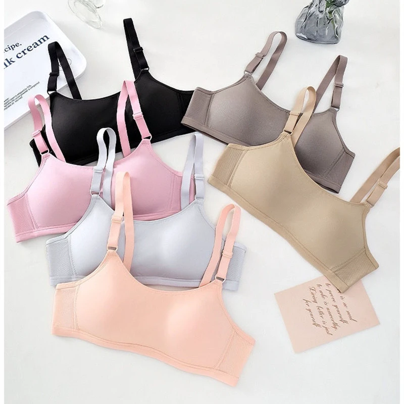 Lady Sports Bra Tank Top Girl's Sexy Seamless Cotton Underwear with Logo Cup Plus Size Free Size Soft Steel Ring for Students