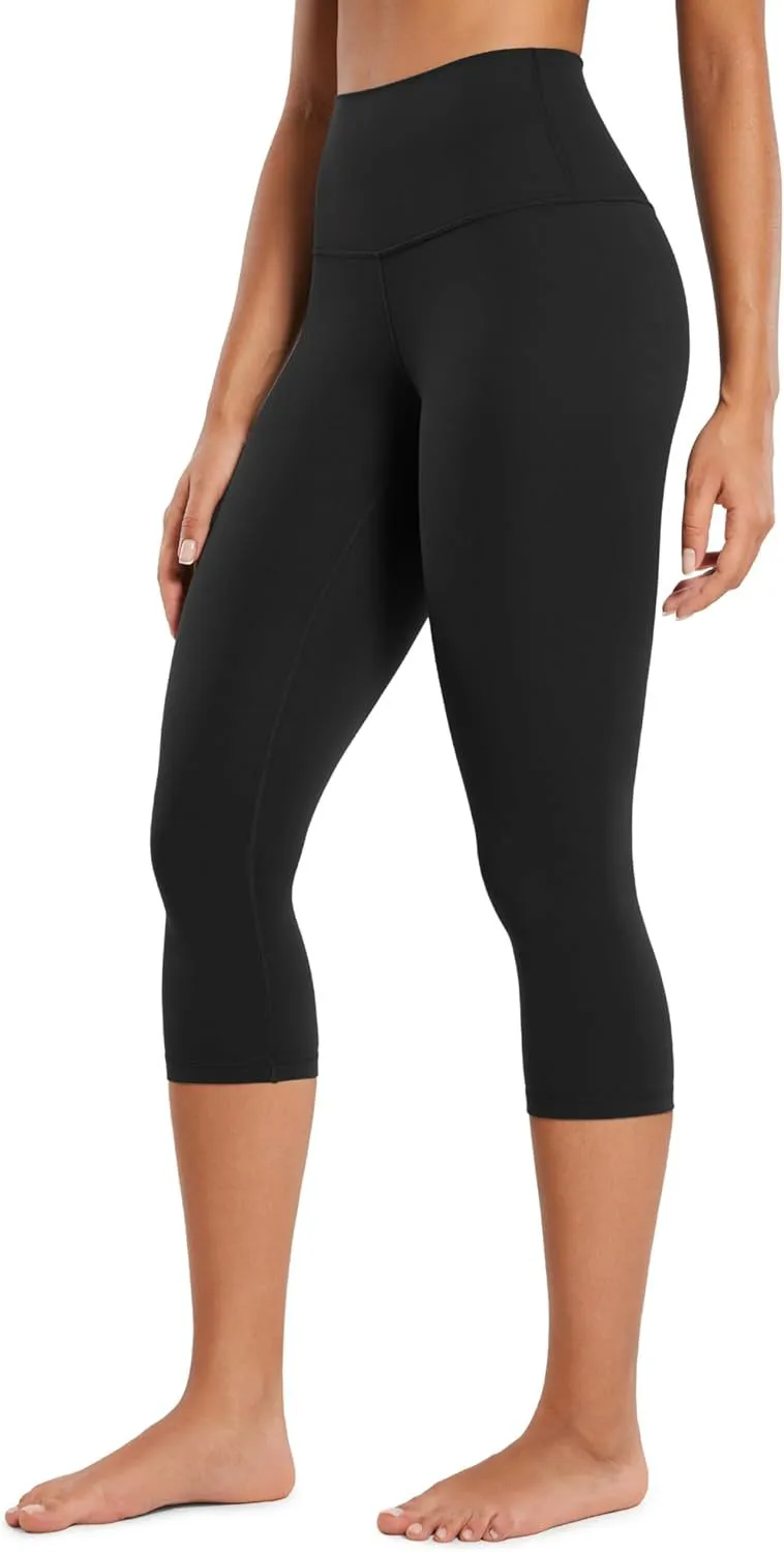 CRZ YOGA Solid Tummy Control Yoga Capris Leggings 19''-High Waisted Workout Buttery Soft Athletic Lounge Womens Crop Pants