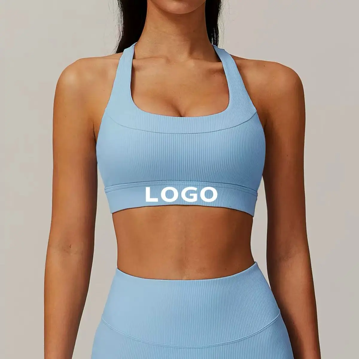 Custom Women's Workout Bras Quick Dry Breathable Activewear Wide Strap Rib Fitness Sports Push-up Backless Yoga Gym Plus Size