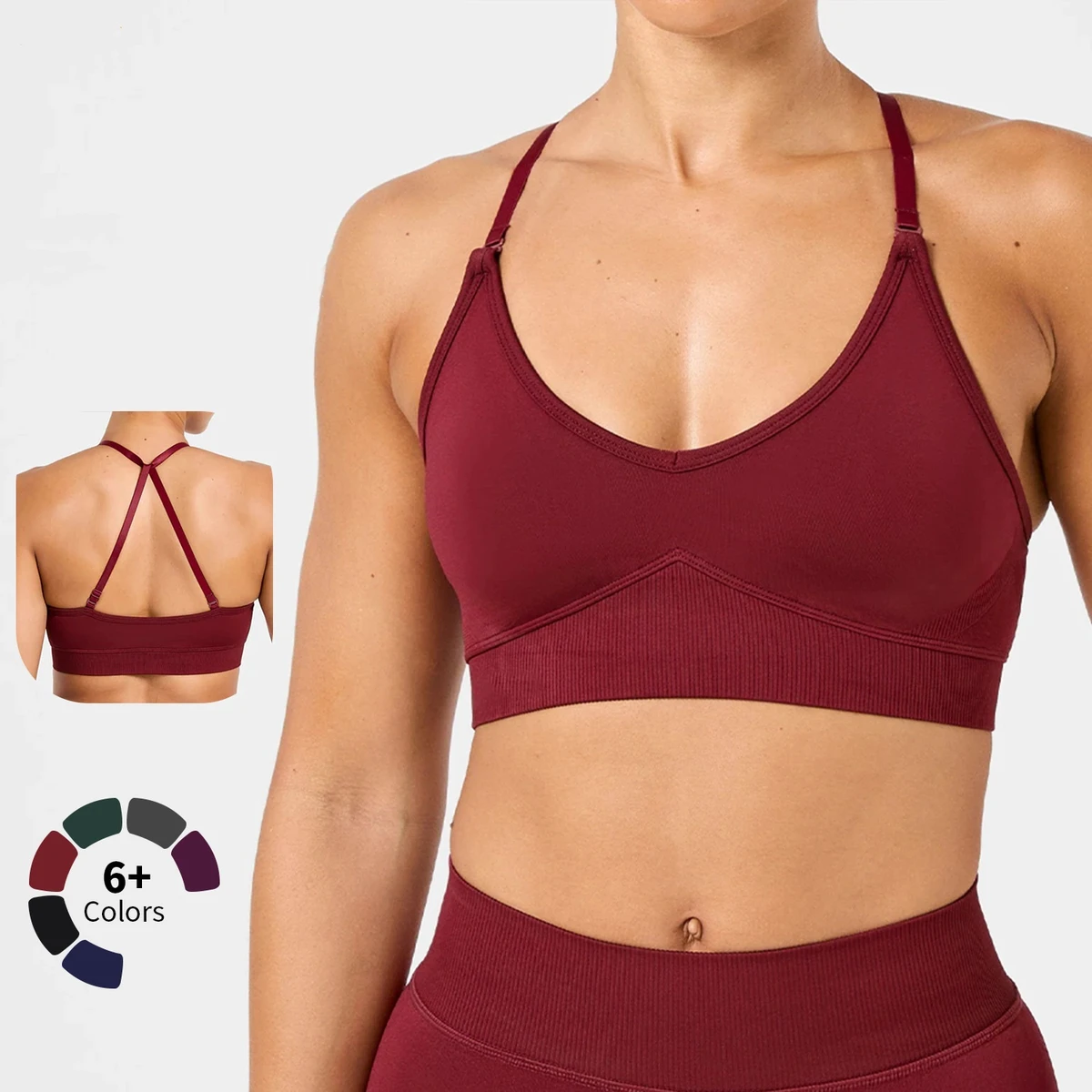 Custom Logo Breathable Seamless Medium Support Gym Sports Bra Adjustable Shoulder Straps Fitness Workout Plus Size Women Yoga