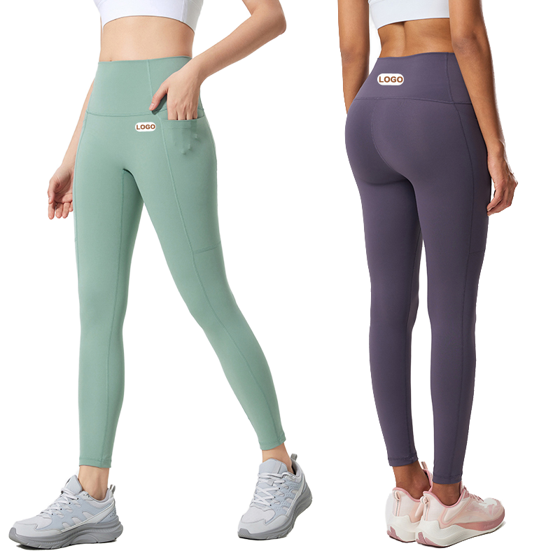 High Waist Yoga Leggings with Side Pockets, Tummy Control Workout Pants for Women