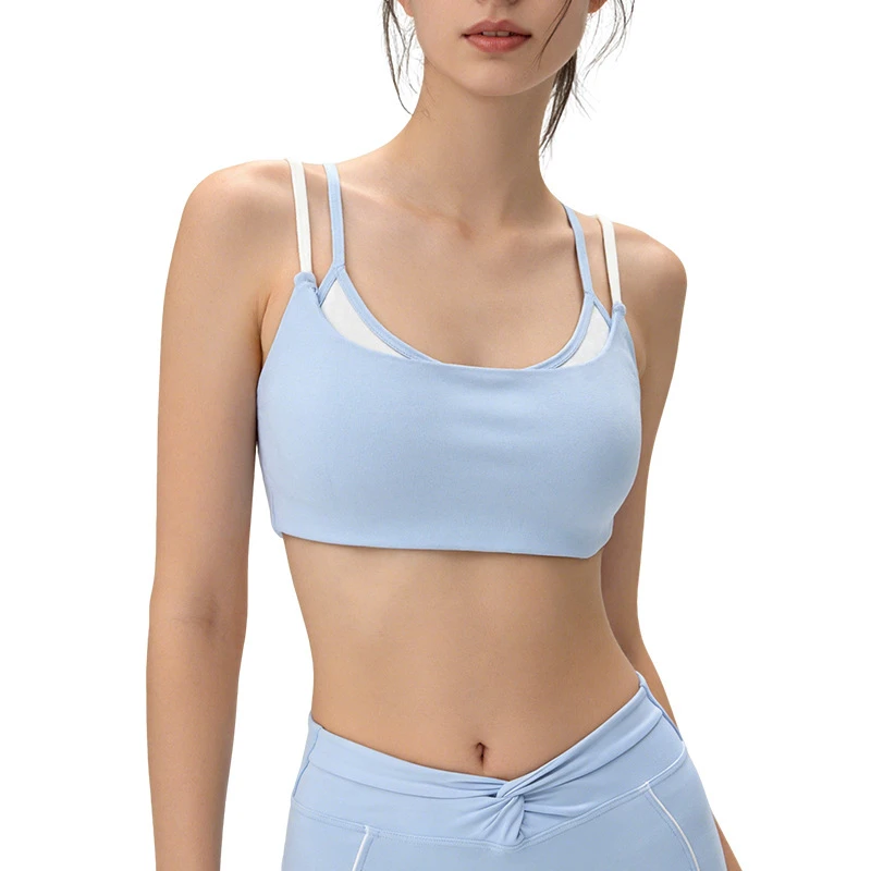 Summer New Yoga Back Bra High Support Adjustable Sweat-Wicking Spandex/Nylon Fitness Sports Style Crisscross Straps Fake