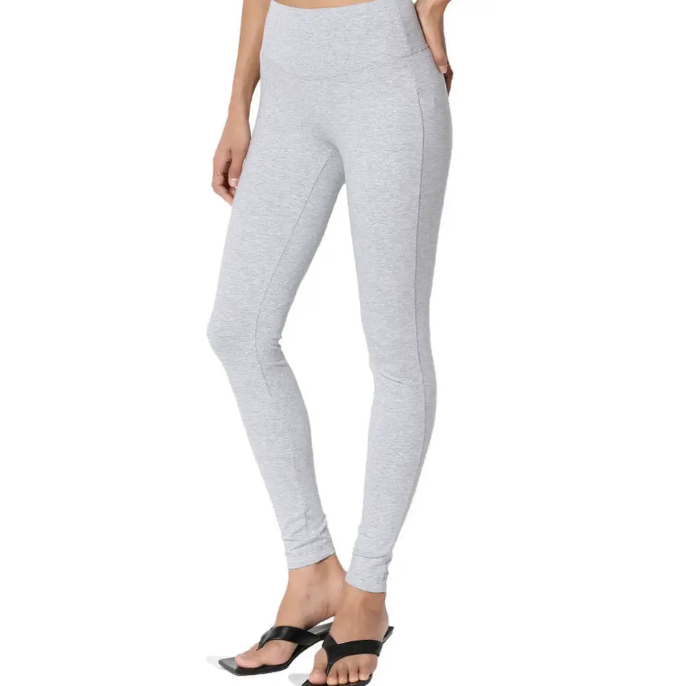 Women High Waist Solid Color Yoga Leggings Full Length Seamless Four-Way Stretch Spandex Polyester Pants