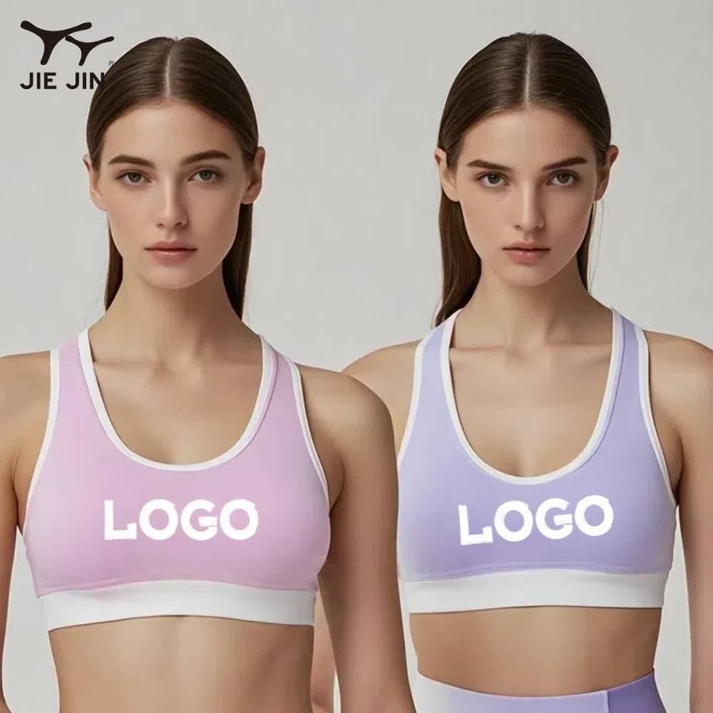 JIEJIN High Quality High Support Fixed Cup Comfortable Yoga Sports Bra for Women With Adjustable