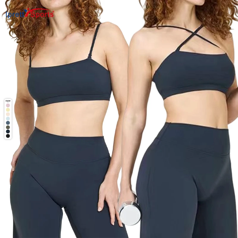 New Arrival Custom Logo Sports Bra Breathable Nylon Super Soft Fitness Yoga Wear Adjustable Strap Padded 3 Way Wearing Top