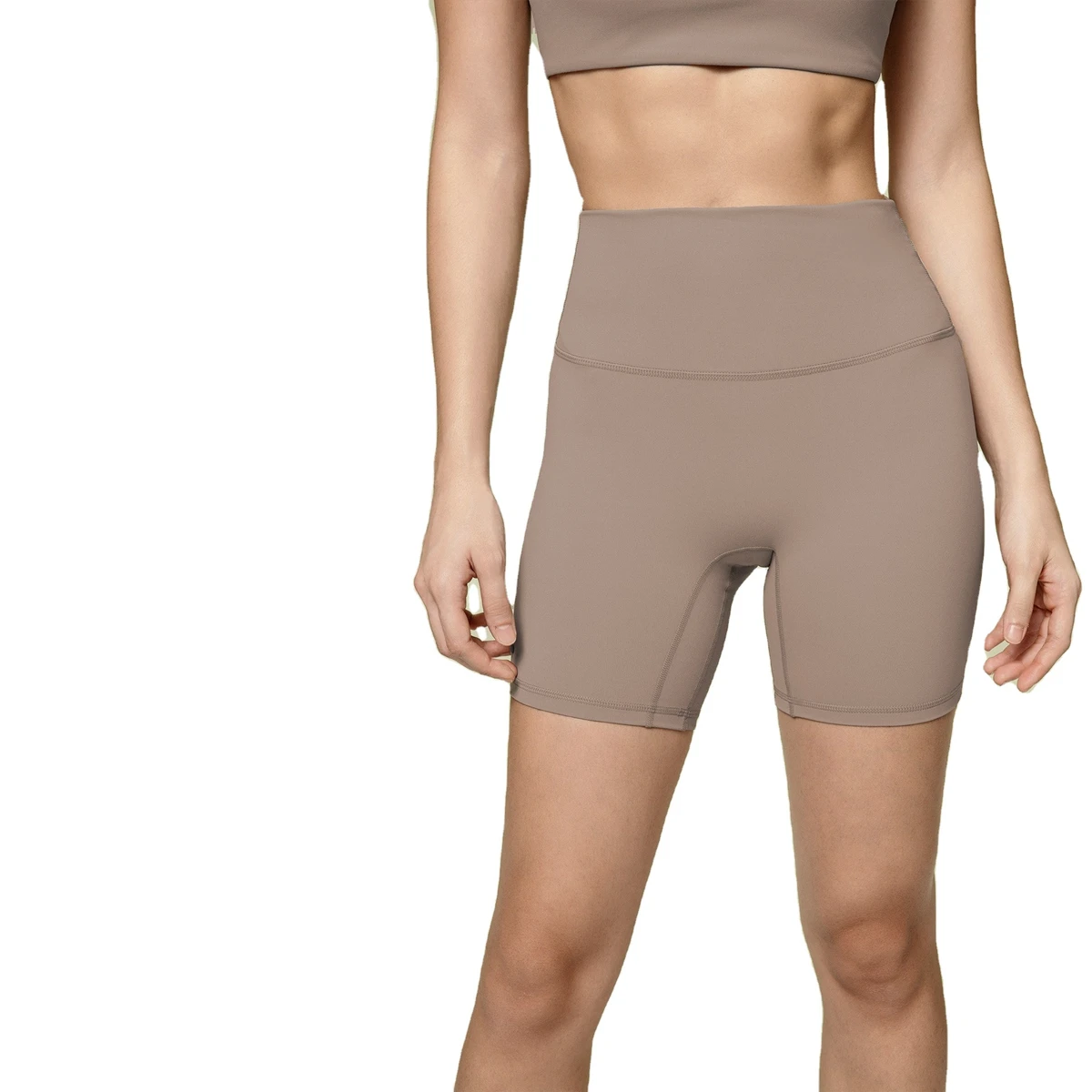 Nude-feel Solid Stretchy Breathable Wrinkle-resistant Yoga Pants Tummy Control Butt-lifting Cycling Fitness Shorts Tight-fitting