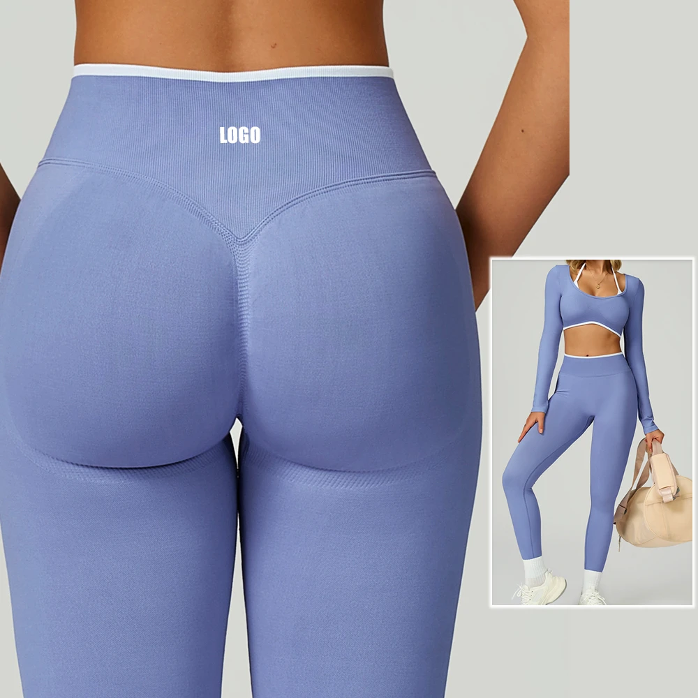 2025 New Custom Solid High Quality Yoga Push Leggings Seamless Sportswear Pants For Gym Fitness Scrunch Amplify Contour Leggings