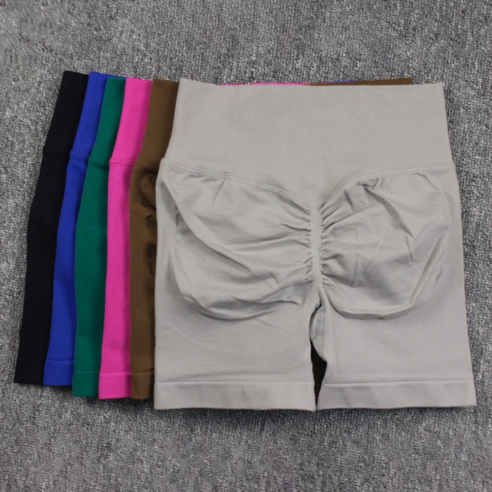Custom Logo Seamless Short for Women Scrunch Butt High Waist Slim Quick Drying Breathable Solid Fitness Yoga Shorts
