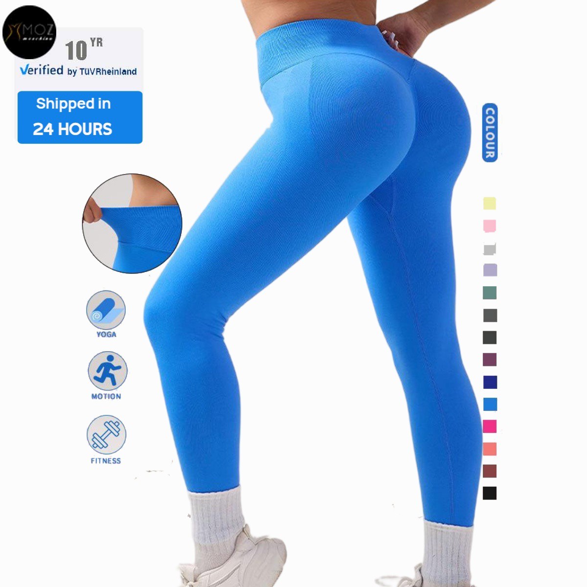 High-Waisted Women's Butt-Lifting Seamless Ankle-Length Yoga Leggings 3-Way Tummy Control Lightweight Breathable Scrunch Butt