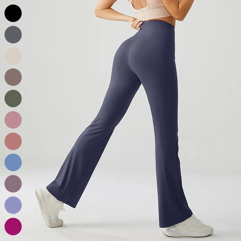 High Waist Yoga Pants Women XS Elastic Sports Flared Fleece Lined Slimming Hip Lift Tummy Control Four-Way Stretch Full-Length