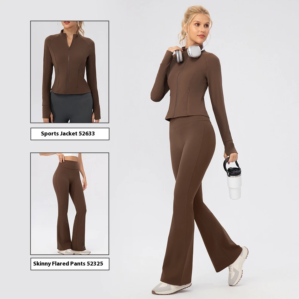 Autumn Winter High Waist Yoga Flared Pants Fleece Lined Elastic Waist Four-Way Stretch Breathable Outdoor Fitness Running Hip