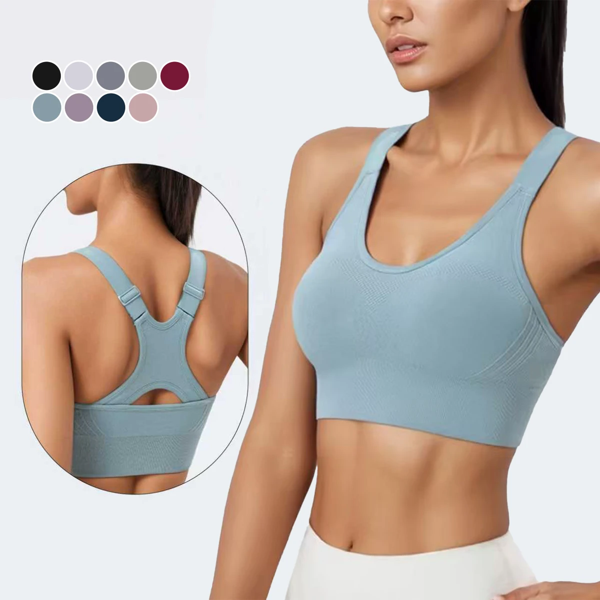 OEM Custom Women's Shockproof Breathable Yoga Bra Elastic Adjustable Shoulder Strap Lightweight Hollow Back Sports Bra