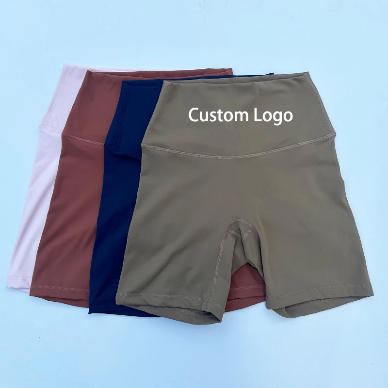 Manufacturer Wholesale Quick Dry High Waist 80 Nylon 20 Spandex Yoga Shorts Naked Feel Fitness Biker Plus Size Gym Shorts Women