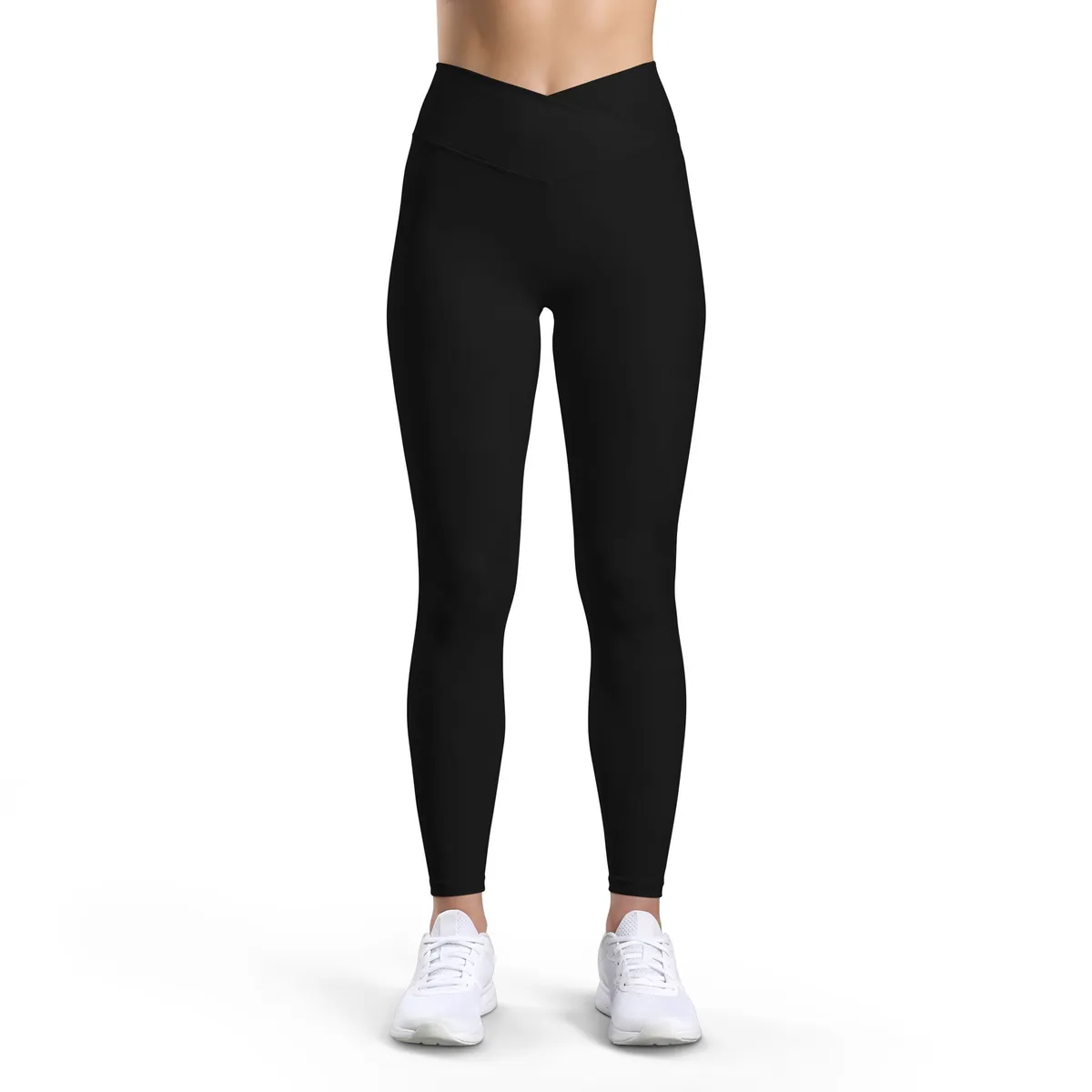 High Waist Seamless Full Length Yoga Leggings Solid Black Elastic Waist Sport Pants Women's Activewear