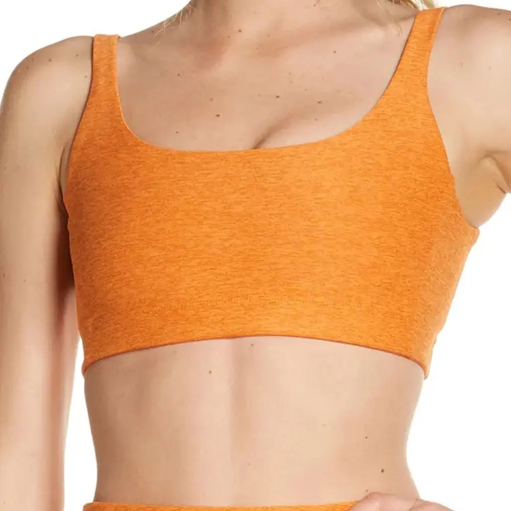 Hot Selling Simple Medium Support Breathable Quick Dry Seamless Adjusted Straps U-NECK Spandex/Nylon Sports Bra for Women