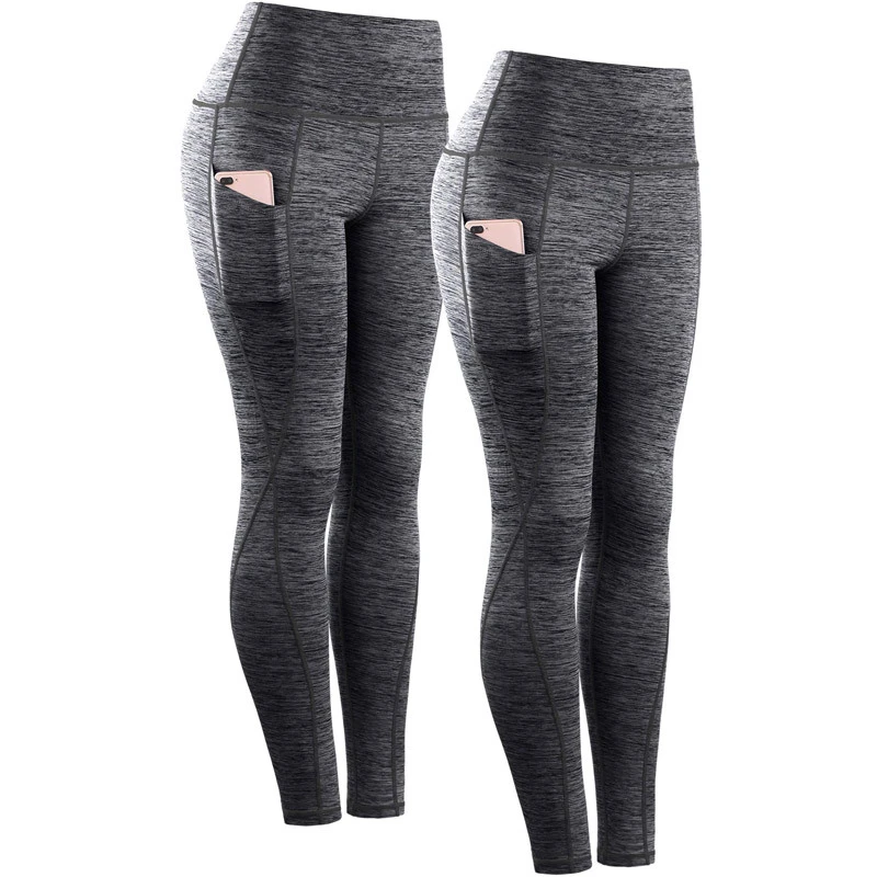 Women's High Waist Yoga Pant Tummy Control Breathable Knitted Fabric Free Size Running Leggings Pocket Casual Style for Winter