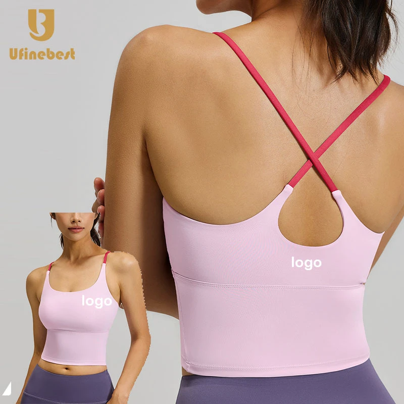 Breathable High Elastic Naked Sports Underwear Women's Summer Belt Chest Pad Yoga Bra Fitness Vest Top