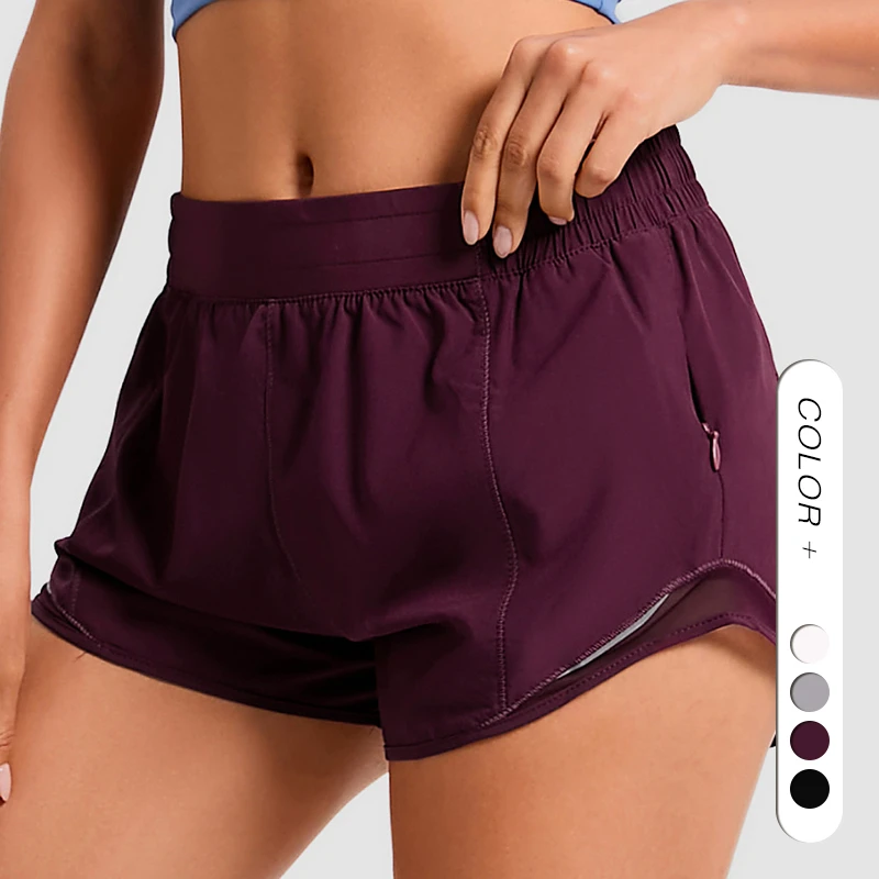 Women's Stretch Athletic Workout Active Fitness Volleyball Shorts 2 In 1 Running Double Layer Sports Shorts Activewear