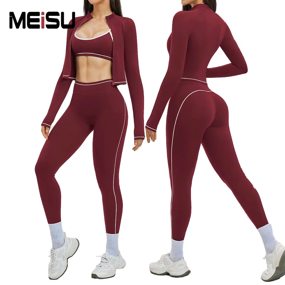 Women's Slim Fit Yoga Set 5-Piece Sports Bra High Waist Leggings Biker Shorts Spandex/Nylon Breathable Four-Way Stretch Gym Wear