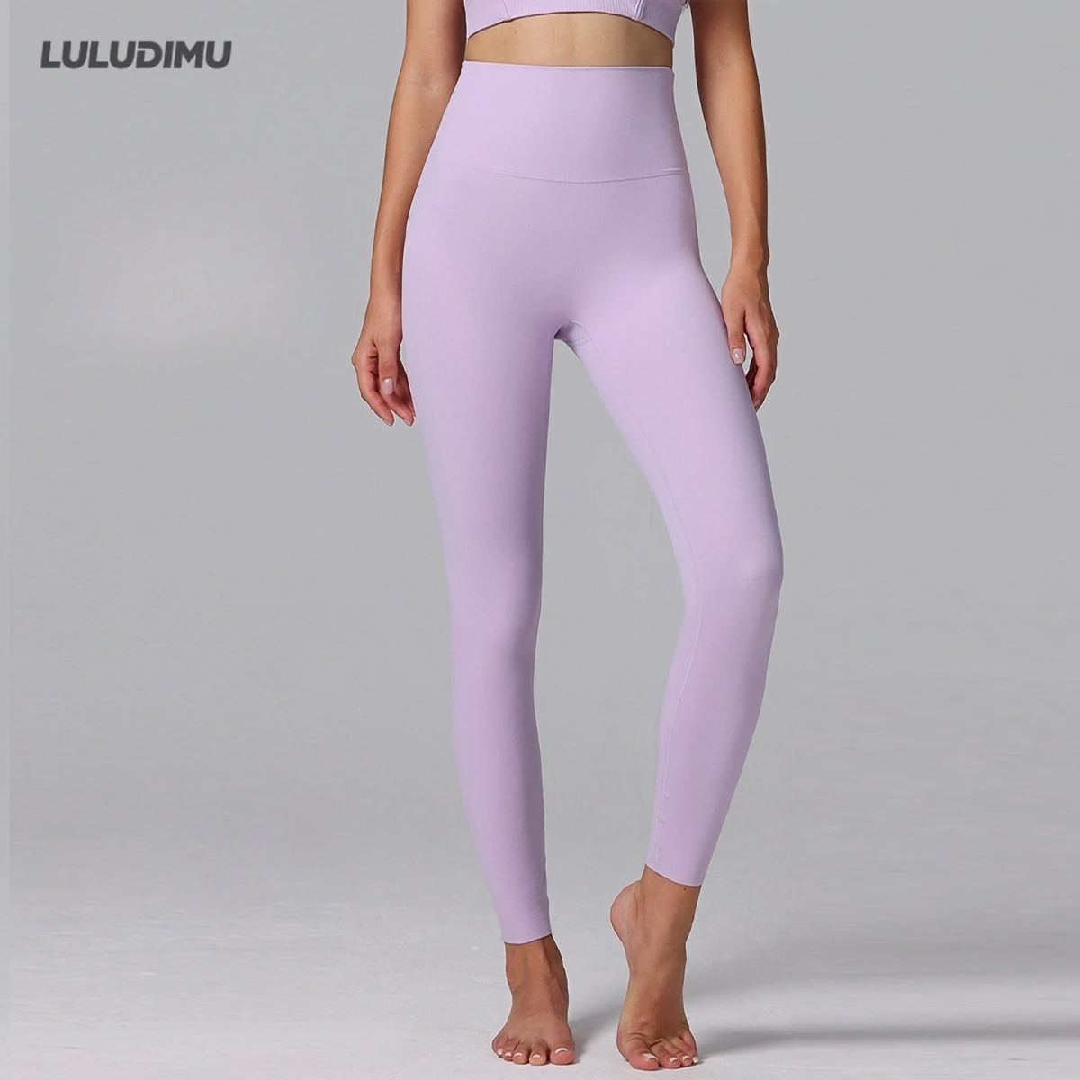 Women's High Waist Solid Ankle-Length Yoga Pants Seamless No Front Line Tummy Control Four-Way Stretch Quick Dry Leggings