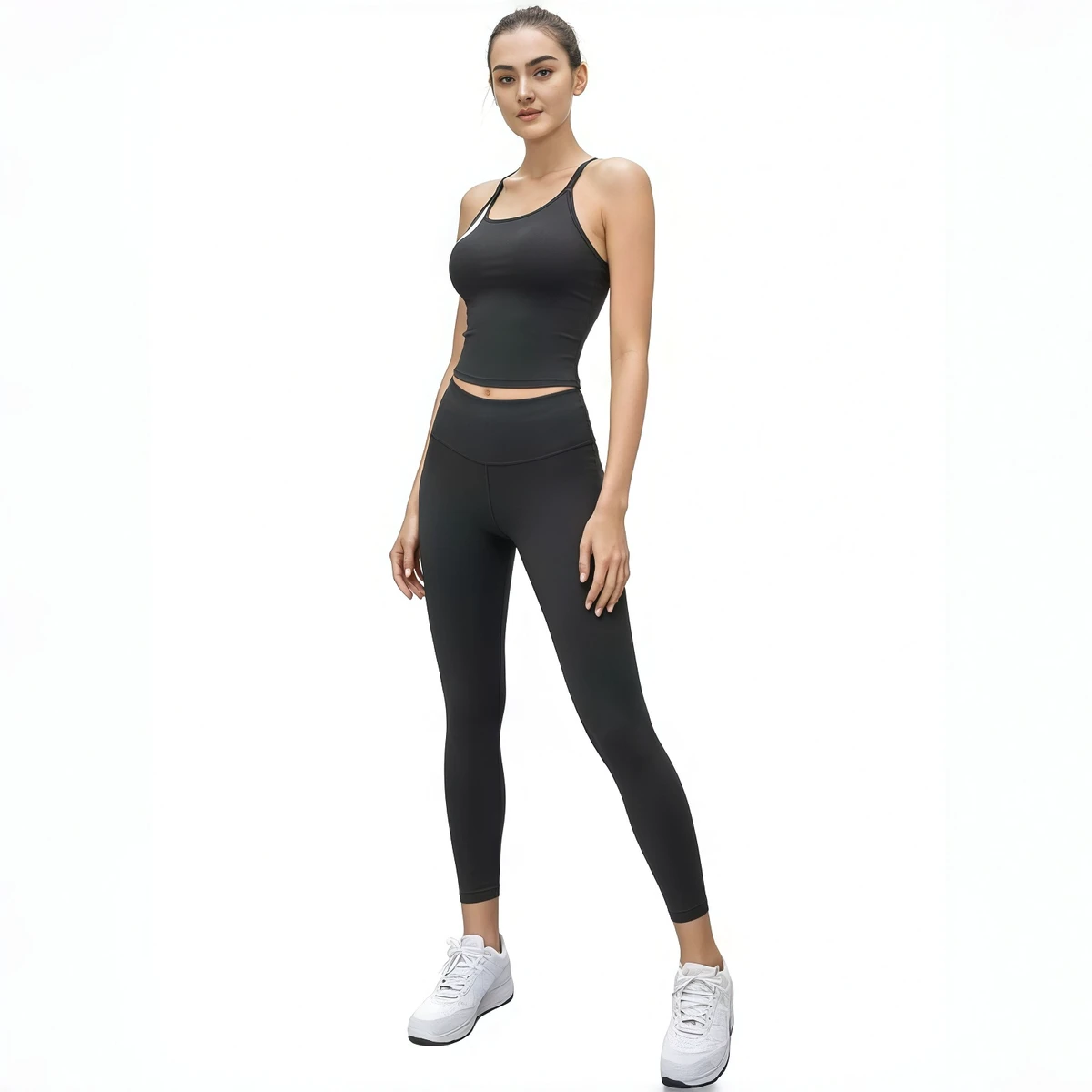(Overseas Warehouse Shipping) 2026 New Arrival High Waist Stretchy Solid Color Yoga 2 Piece Set