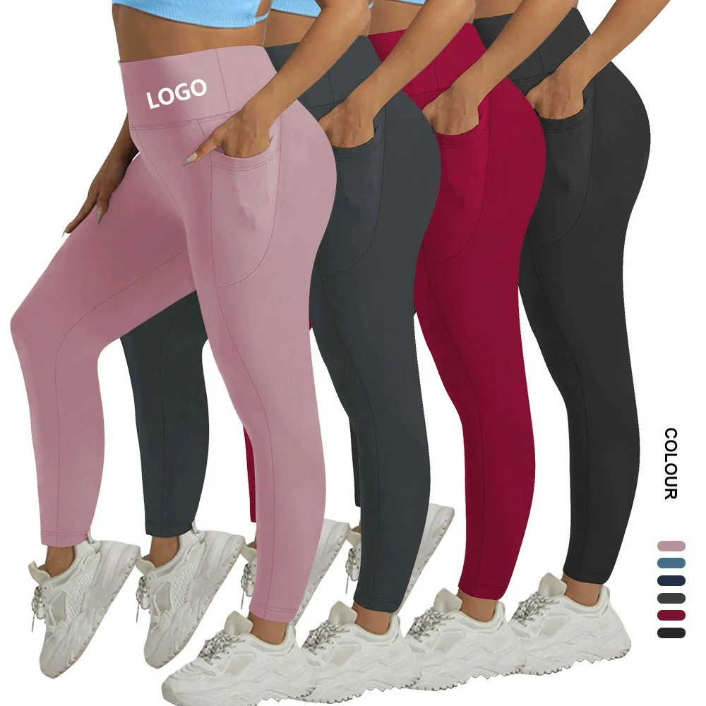 OEM Activewear Plus-Size Women Yoga Pants High-Waisted Tummy Control Butt Lifting High Stretch Athletic Leggings With Pocket