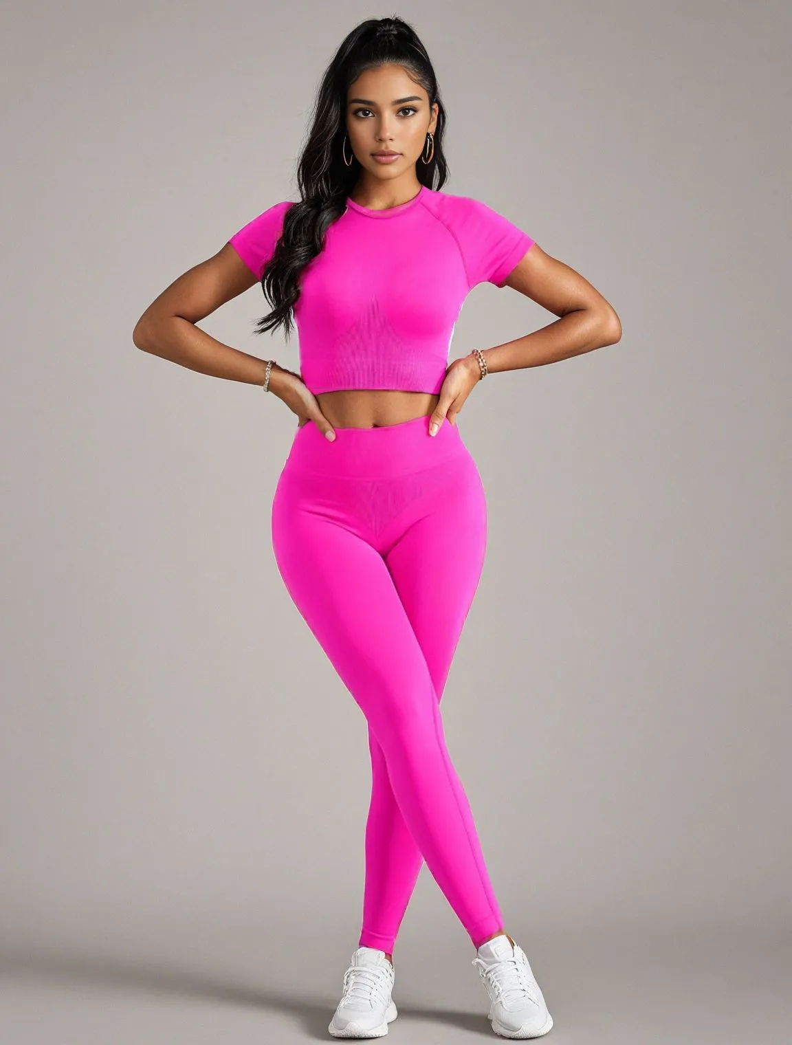2 Pcs Women's Breathable Yoga Set Tight Quick Dry Sports Leggings High Waist Stretch Fitness Activewear