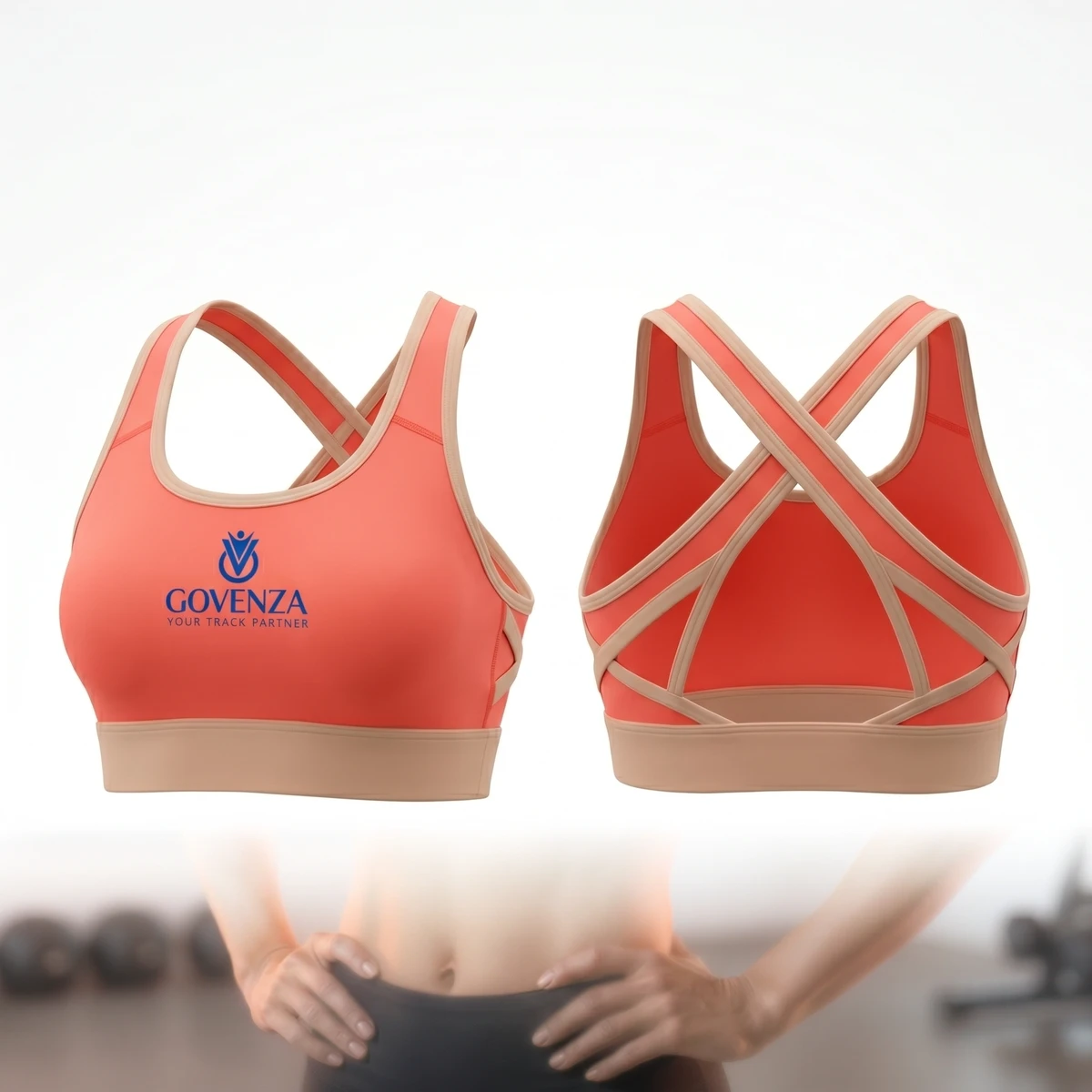 Women Sports Bra Cross Strap Quick Dry Breathable Medium Support Seamless Fitness Workout Yoga Top