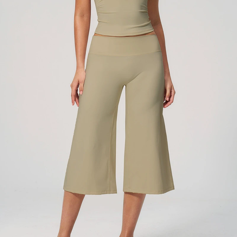 Lightweight Breathable Crop Wide Leg Yoga Pants Butter Soft High Waist Lounge Culottes